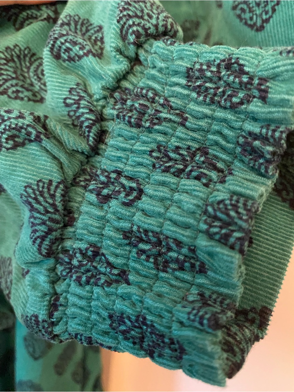 Boden Emerald Green Long Sleeve Patterned Maxi Dress Corduroy 💚🖤 - Picture 4 of 7